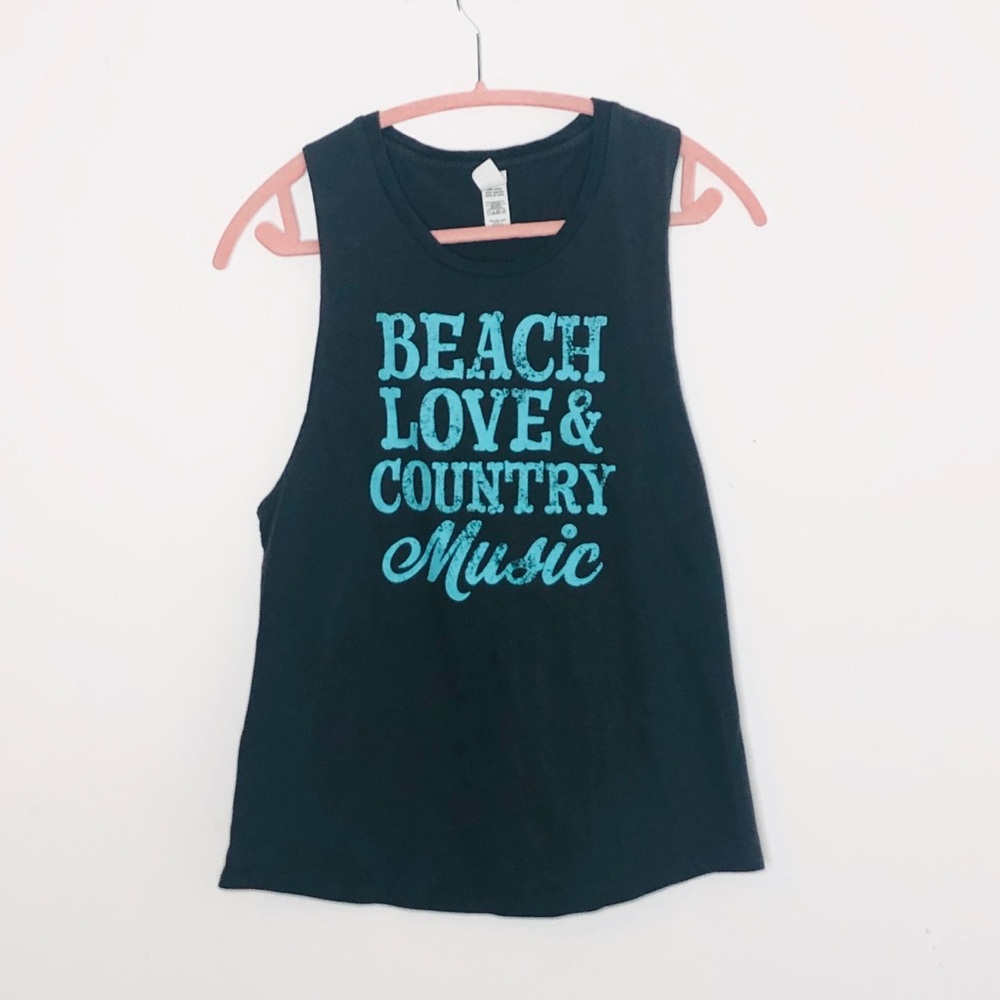 Beach Love Country Music Green Tank Top